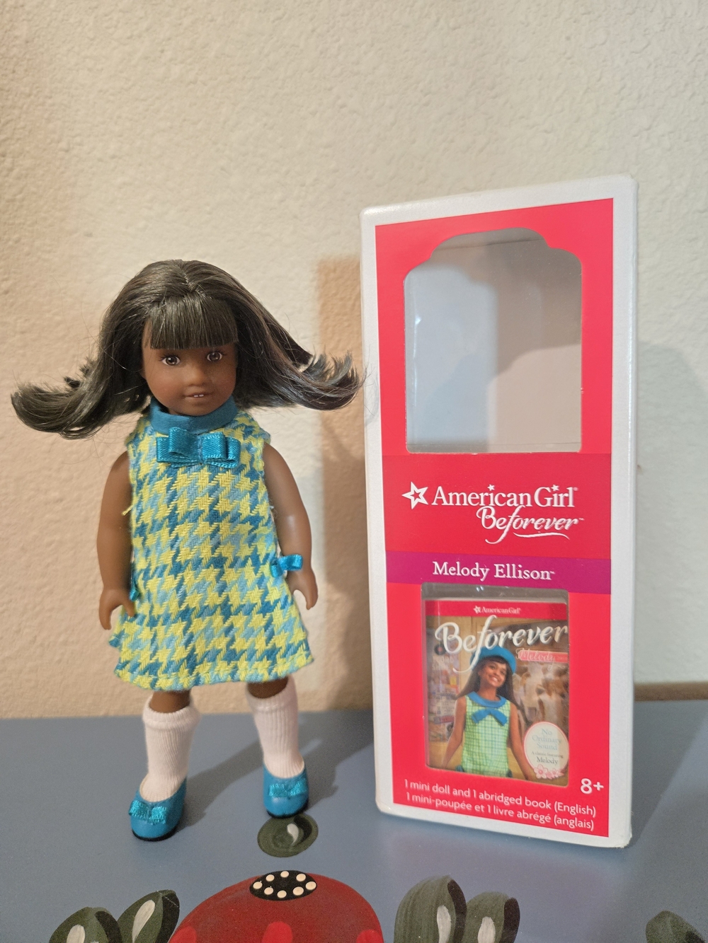 American Girl Melody Ellison MINI Doll in Blue-Green Houndstooth Dress